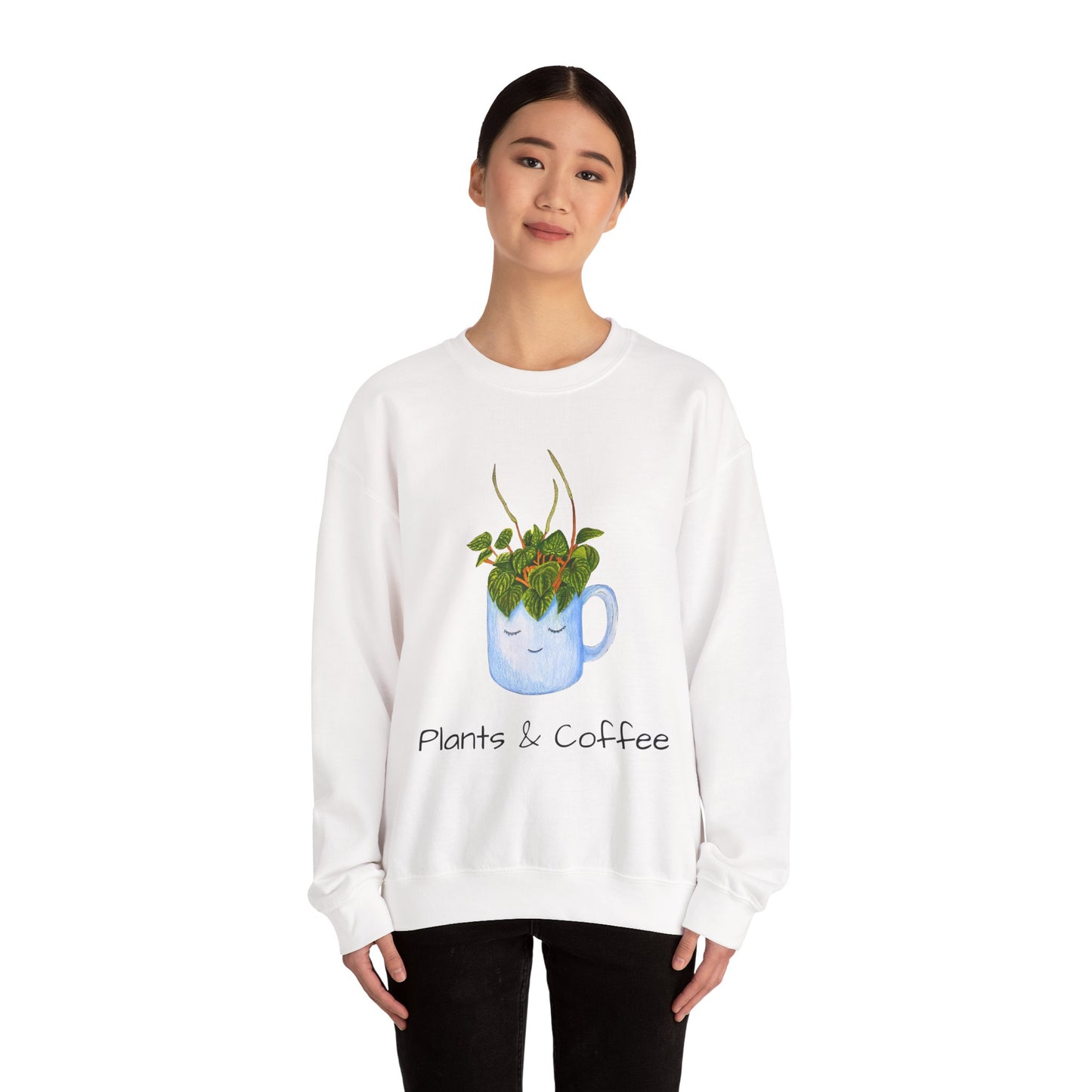 Plant Lover Sweatshirt, Coffee and Plants Jumper, Botanical Crewneck, Floral Pullover, Nature Inspired Sweater, Gardening Top