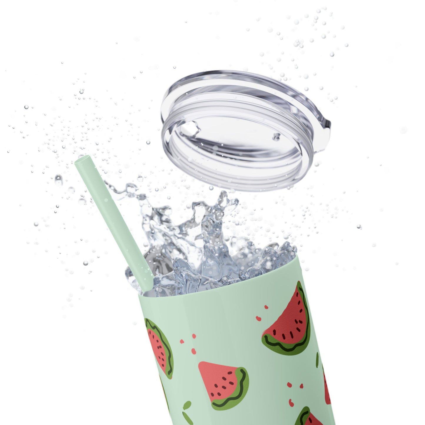 Watermelon Skinny Tumbler with Straw, Fun Drinkware for Summer Parties, Cute Gift for Fruit Lovers, Eco-Friendly Travel Cup