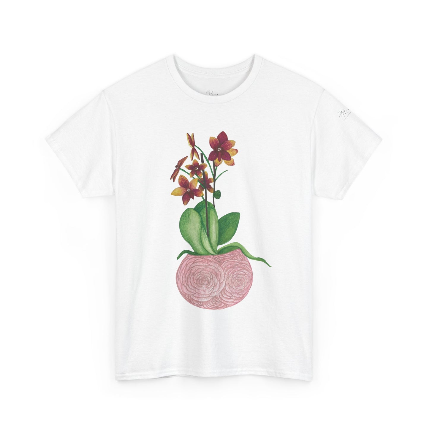 Orchid Plant Tee Shirt, Floral Botanical Unisex Cotton Tshirt, Nature Lover Gift, Garden Flower Graphic Top, Plant Mom Dad Shirt
