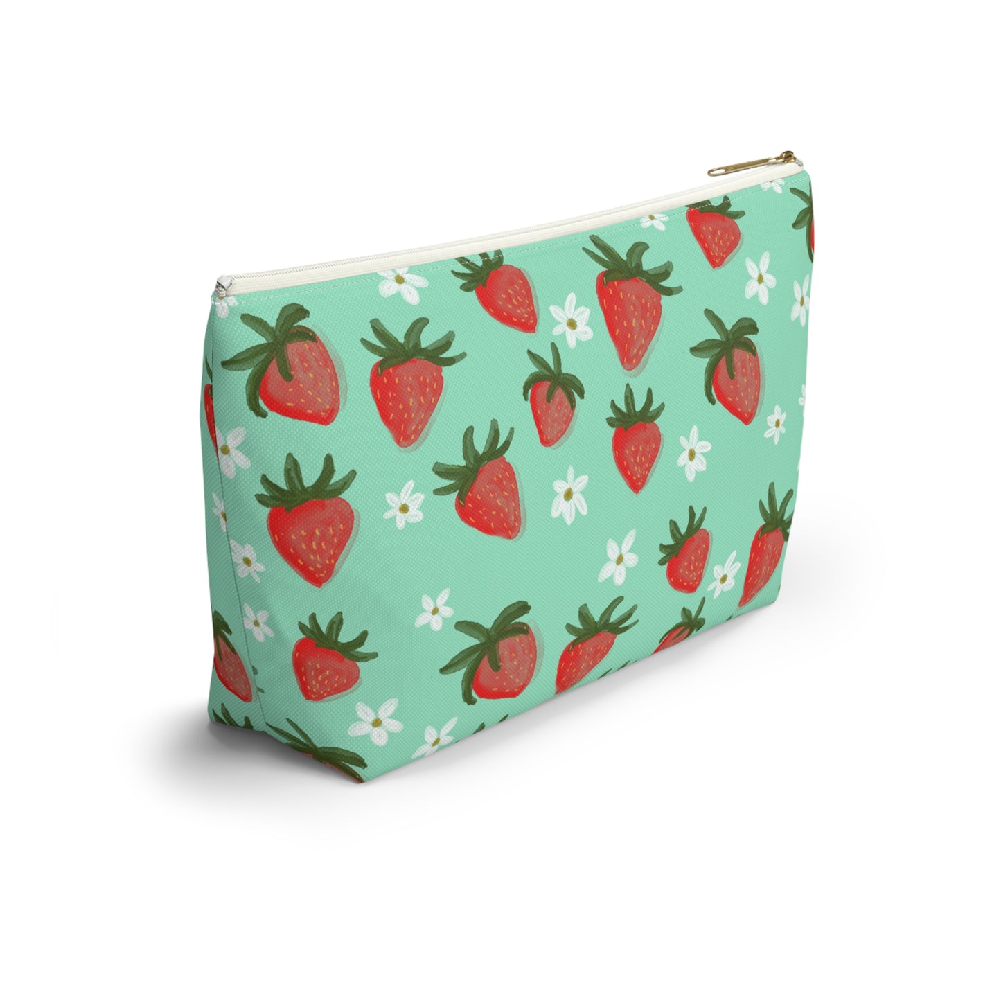 Strawberry Makeup Bag, Accessory Pouch, Cosmetic Bag Organizer, Toiletry Case, Gift for Her, Floral Bag, Travel Case