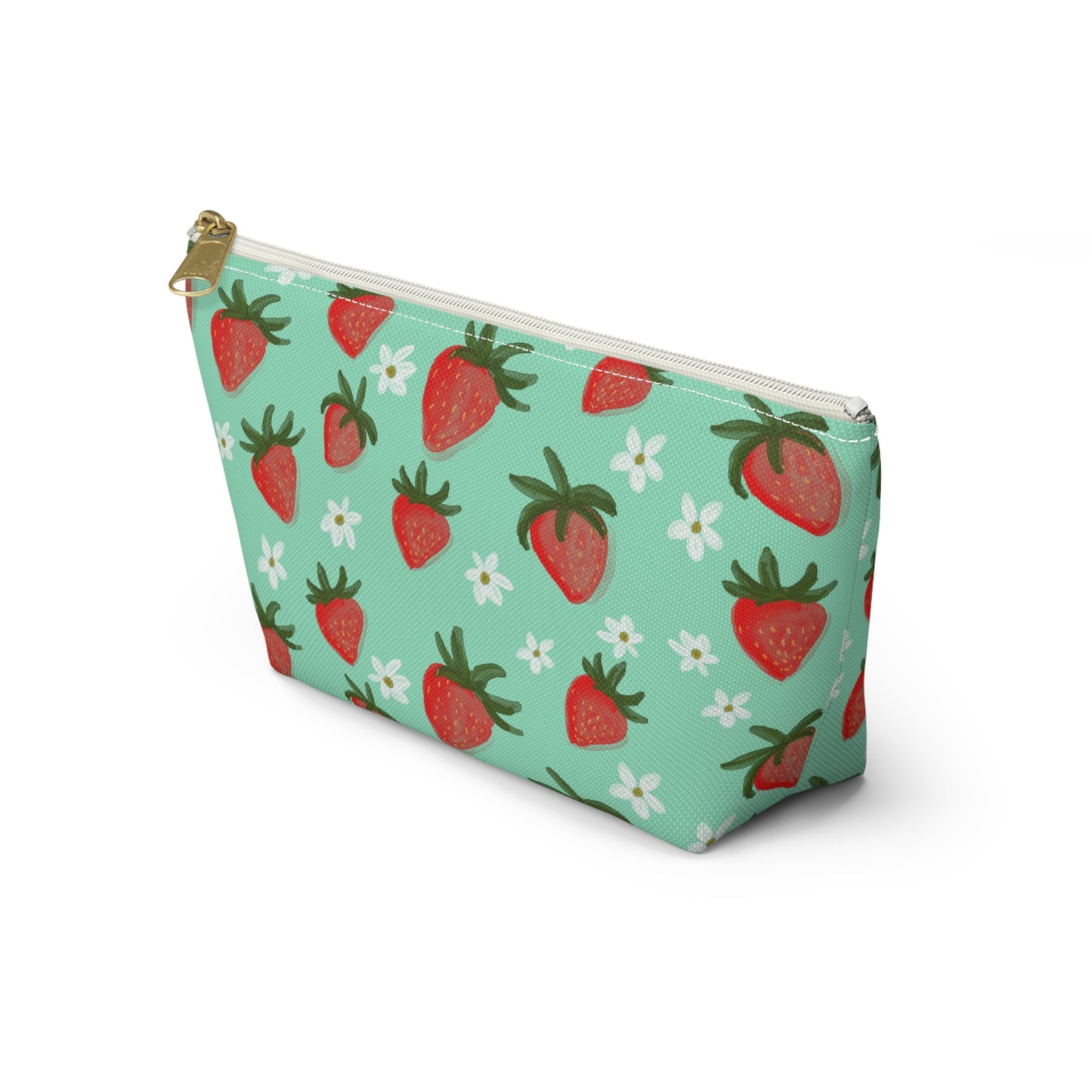 Strawberry Makeup Bag, Accessory Pouch, Cosmetic Bag Organizer, Toiletry Case, Gift for Her, Floral Bag, Travel Case
