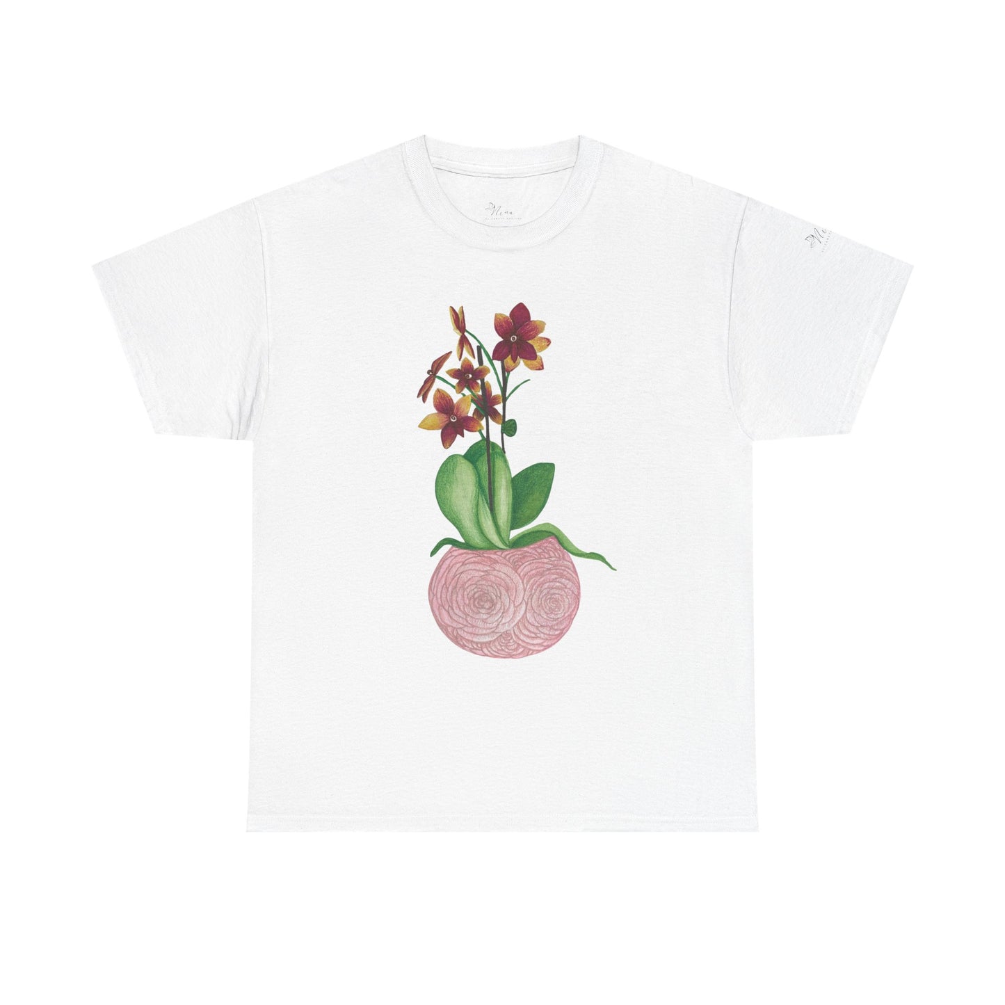 Orchid Plant Tee Shirt, Floral Botanical Unisex Cotton Tshirt, Nature Lover Gift, Garden Flower Graphic Top, Plant Mom Dad Shirt