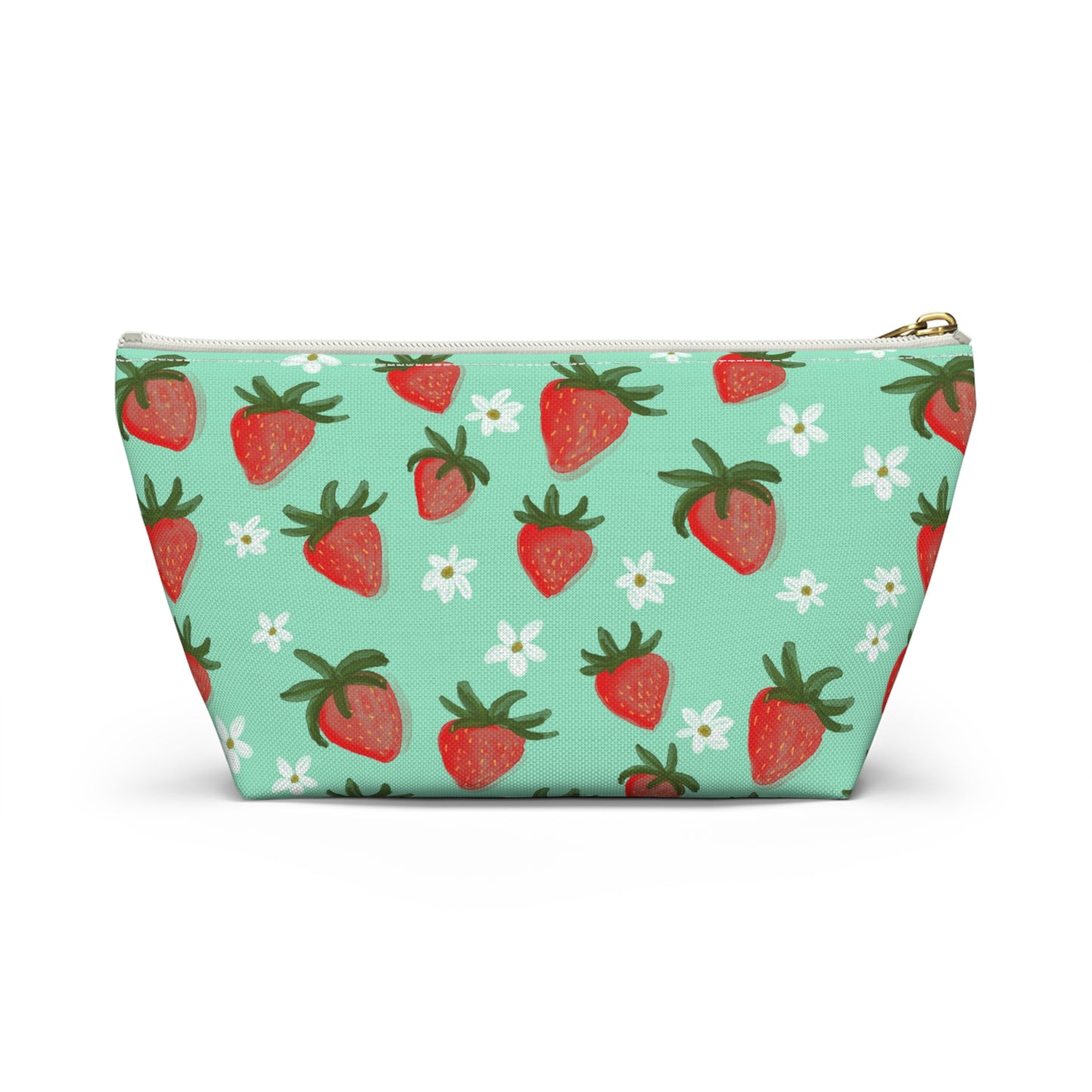 Strawberry Makeup Bag, Accessory Pouch, Cosmetic Bag Organizer, Toiletry Case, Gift for Her, Floral Bag, Travel Case