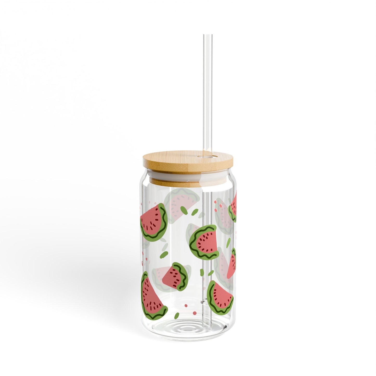 Watermelon Sipper Glass, 16oz - Fun Fruit Design Drinking Cup for Summer Parties BBQs Picnics Novelty Kitchenware Gift, Cute Glass