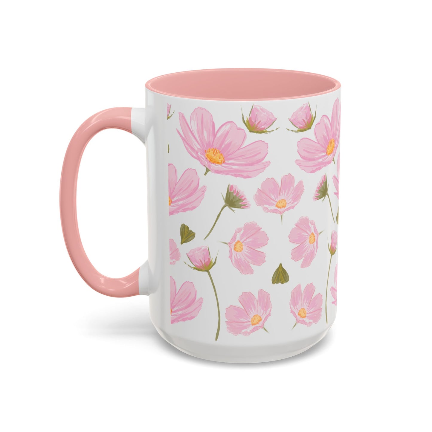 Floral Accent Coffee Mug - Charming Pink Flower Design for Home, Gifts, Tea Lovers, Spring Decor, Mothers Day, Birthday