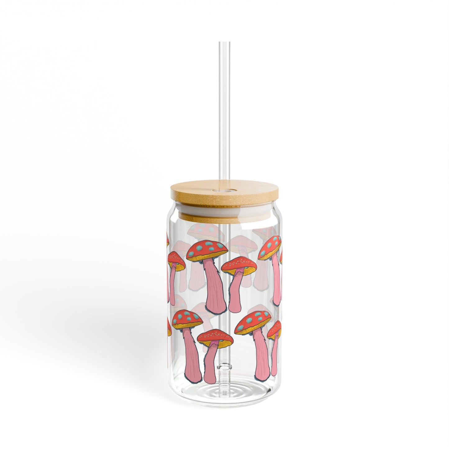 Whimsical Mushroom Sipper Glass, 16oz