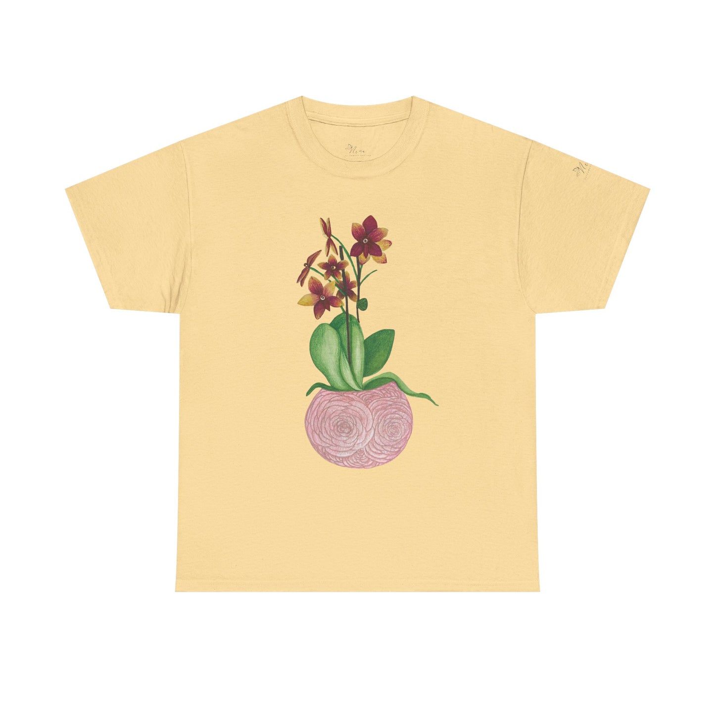 Orchid Plant Tee Shirt, Floral Botanical Unisex Cotton Tshirt, Nature Lover Gift, Garden Flower Graphic Top, Plant Mom Dad Shirt