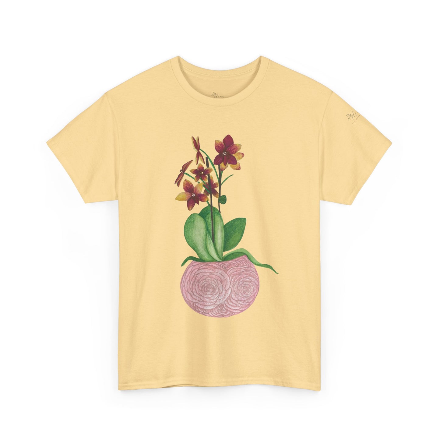 Orchid Plant Tee Shirt, Floral Botanical Unisex Cotton Tshirt, Nature Lover Gift, Garden Flower Graphic Top, Plant Mom Dad Shirt