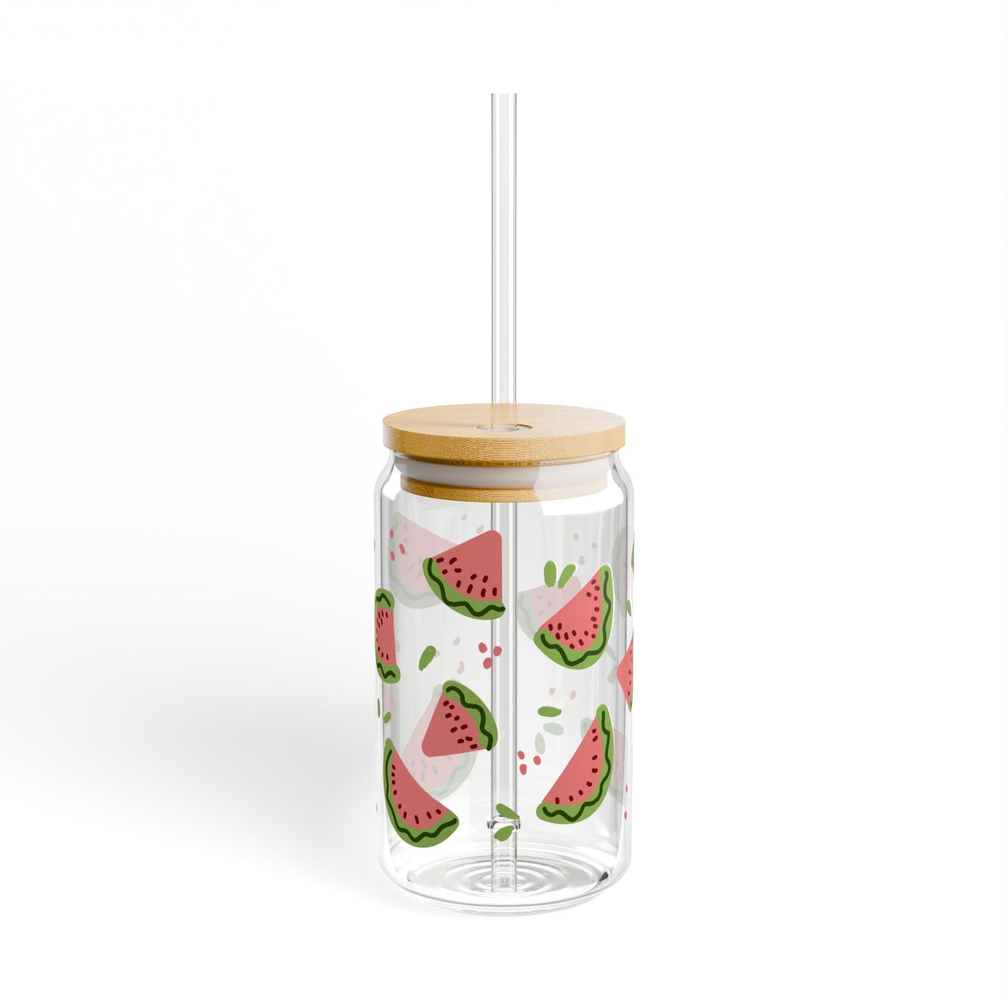 Watermelon Sipper Glass, 16oz - Fun Fruit Design Drinking Cup for Summer Parties BBQs Picnics Novelty Kitchenware Gift, Cute Glass