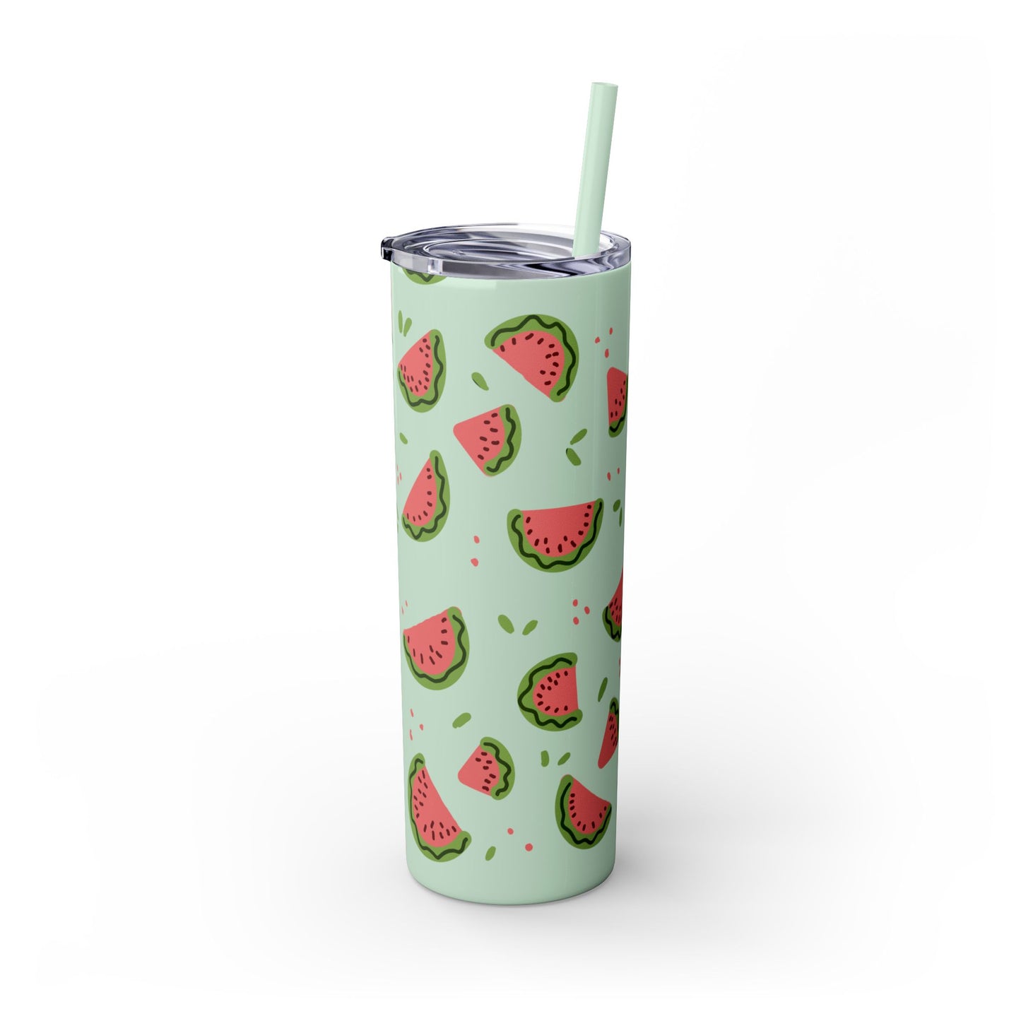 Watermelon Skinny Tumbler with Straw, Fun Drinkware for Summer Parties, Cute Gift for Fruit Lovers, Eco-Friendly Travel Cup