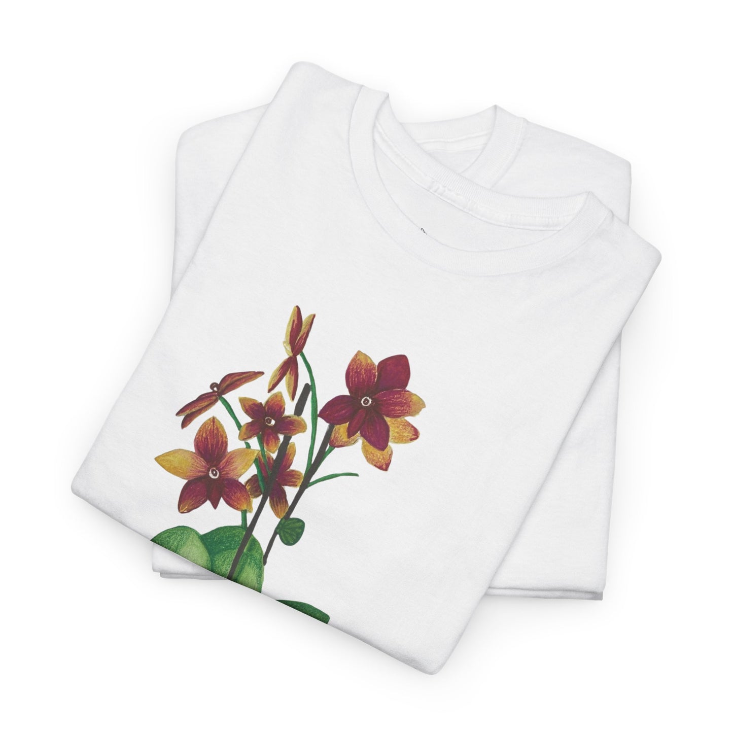 Orchid Plant Tee Shirt, Floral Botanical Unisex Cotton Tshirt, Nature Lover Gift, Garden Flower Graphic Top, Plant Mom Dad Shirt