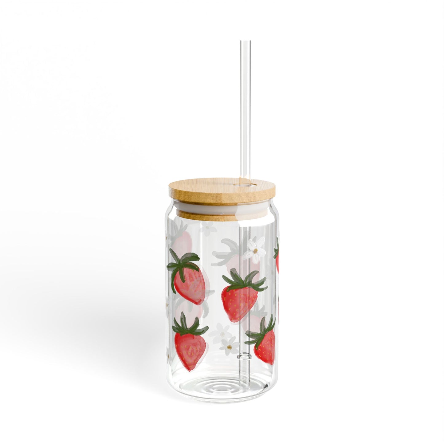 Sipper Glass, Strawberry Themed 16oz Cup for Summer Drinks - Fun Drinkware, Cute Strawberry Glass, Refreshing Beverage Cup, Fruit Lover