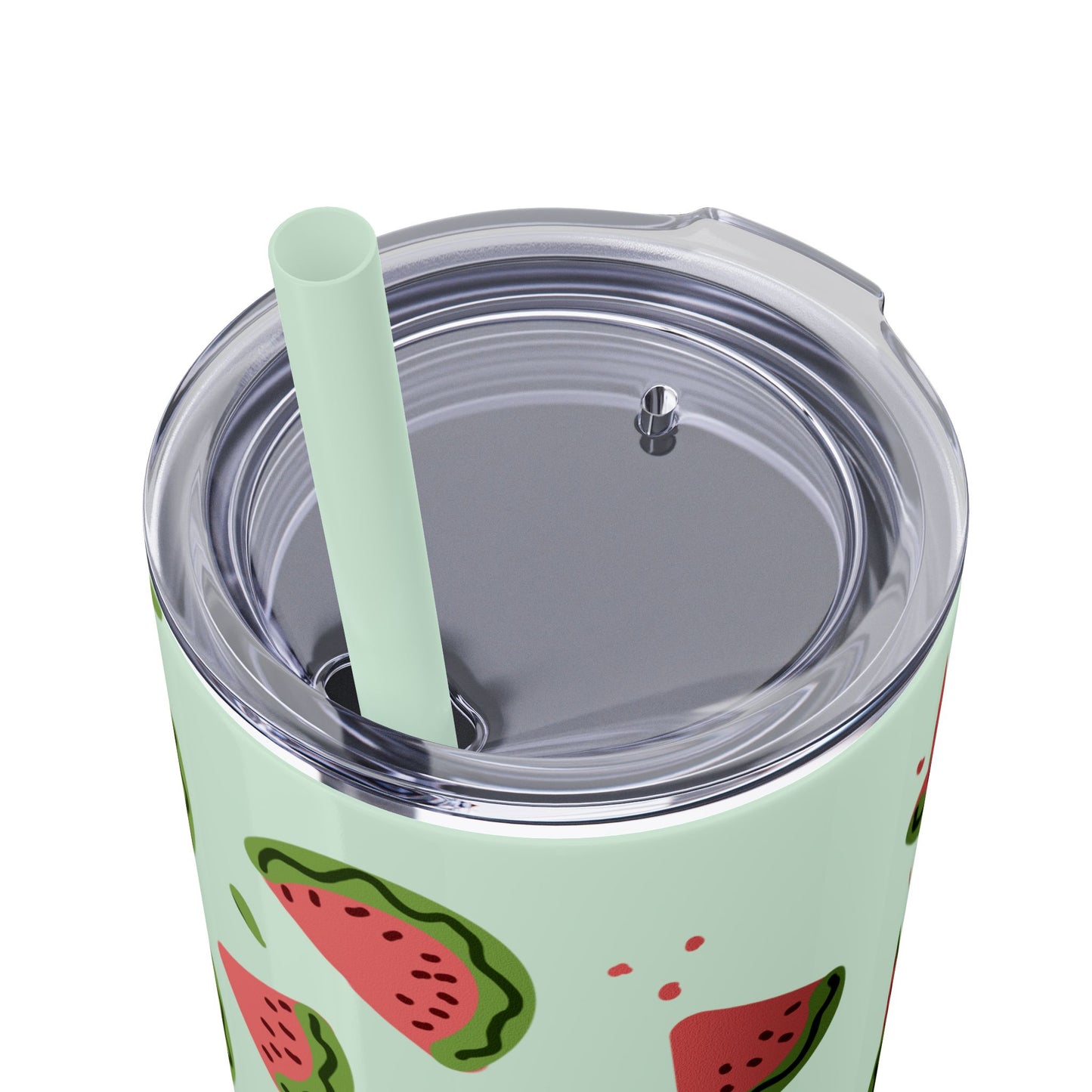 Watermelon Skinny Tumbler with Straw, Fun Drinkware for Summer Parties, Cute Gift for Fruit Lovers, Eco-Friendly Travel Cup