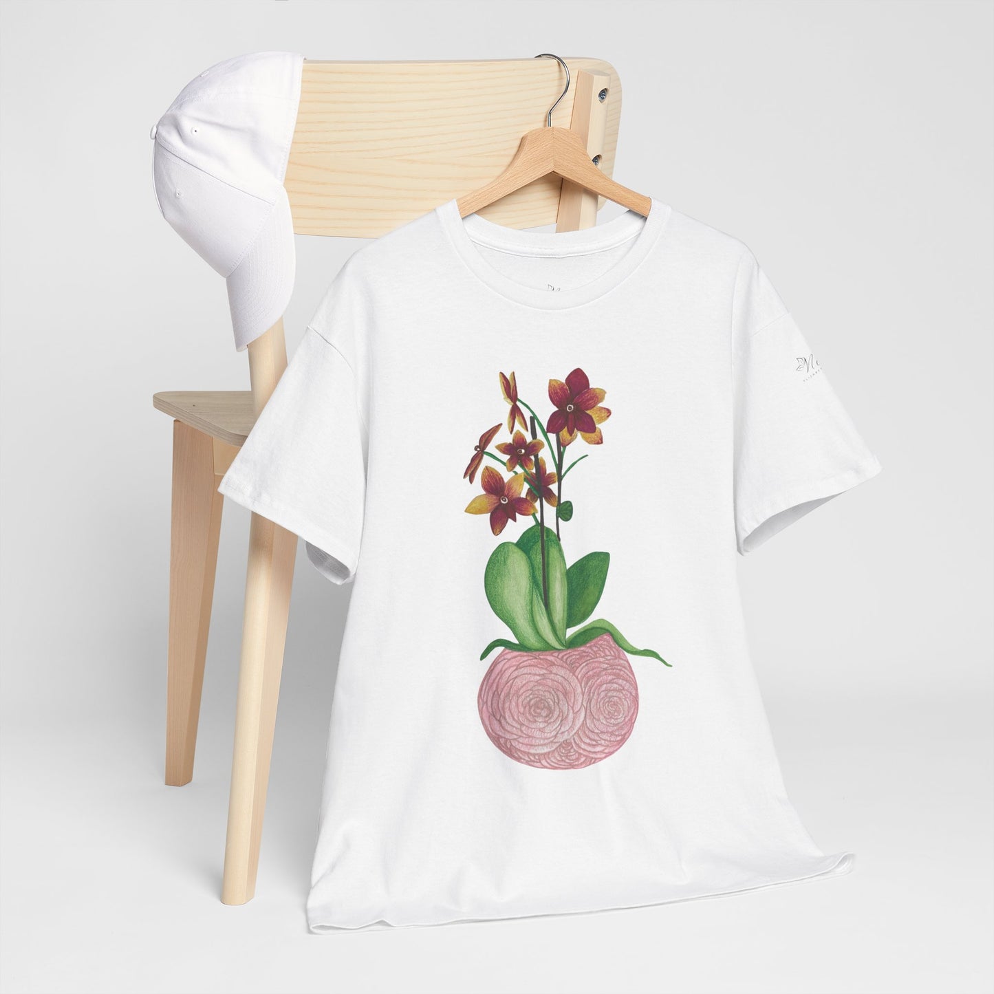 Orchid Plant Tee Shirt, Floral Botanical Unisex Cotton Tshirt, Nature Lover Gift, Garden Flower Graphic Top, Plant Mom Dad Shirt