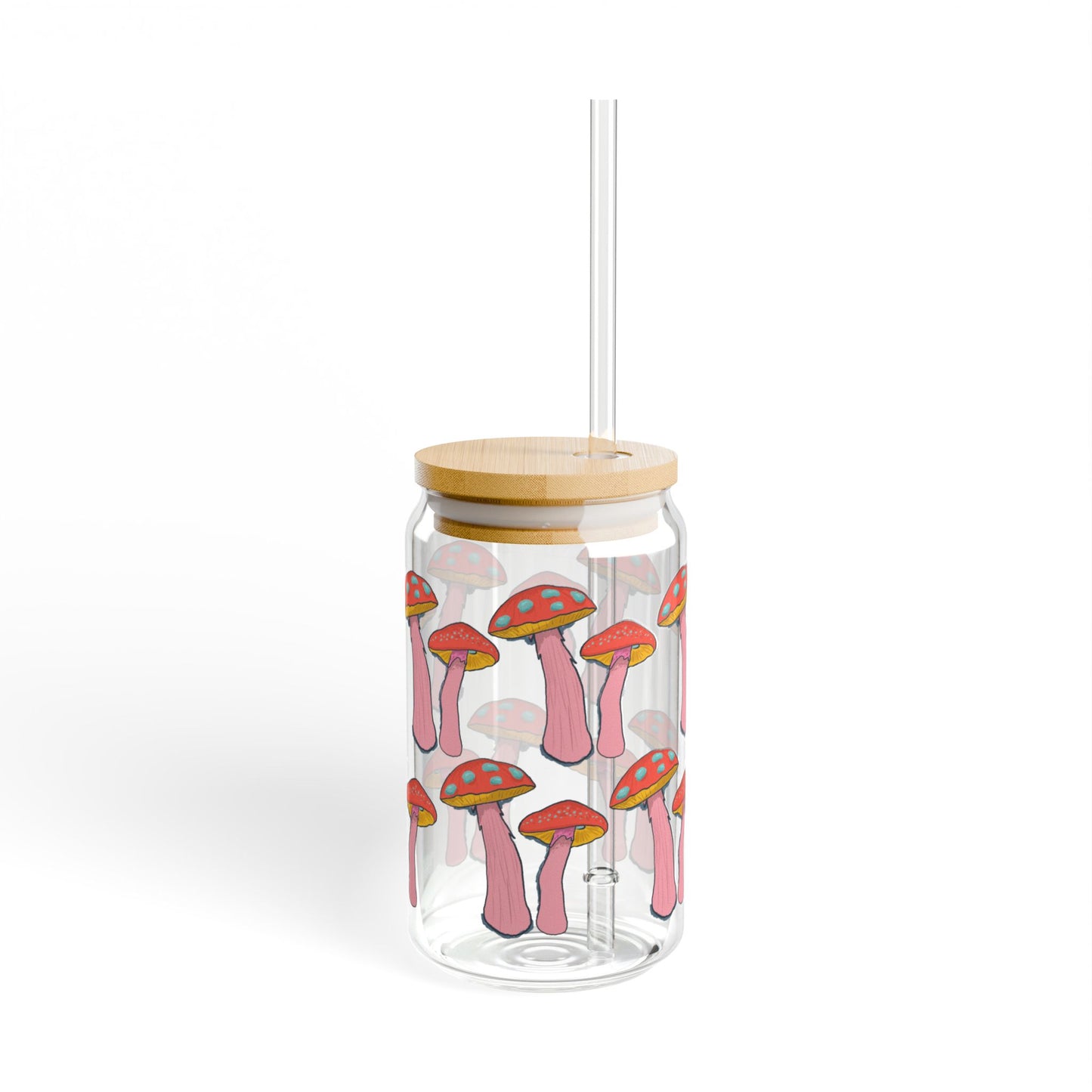Whimsical Mushroom Sipper Glass, 16oz
