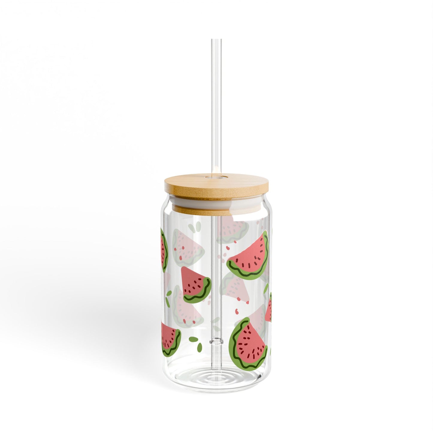 Watermelon Sipper Glass, 16oz - Fun Fruit Design Drinking Cup for Summer Parties BBQs Picnics Novelty Kitchenware Gift, Cute Glass
