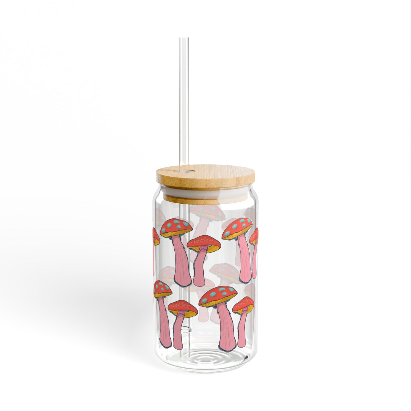 Whimsical Mushroom Sipper Glass, 16oz