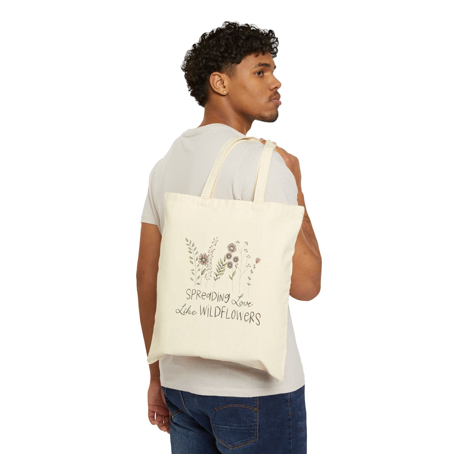 Floral Cotton Canvas Tote Bag, Eco-Friendly Gift, Bohemian Style, Market Bag, Beach Tote, Mother's Day