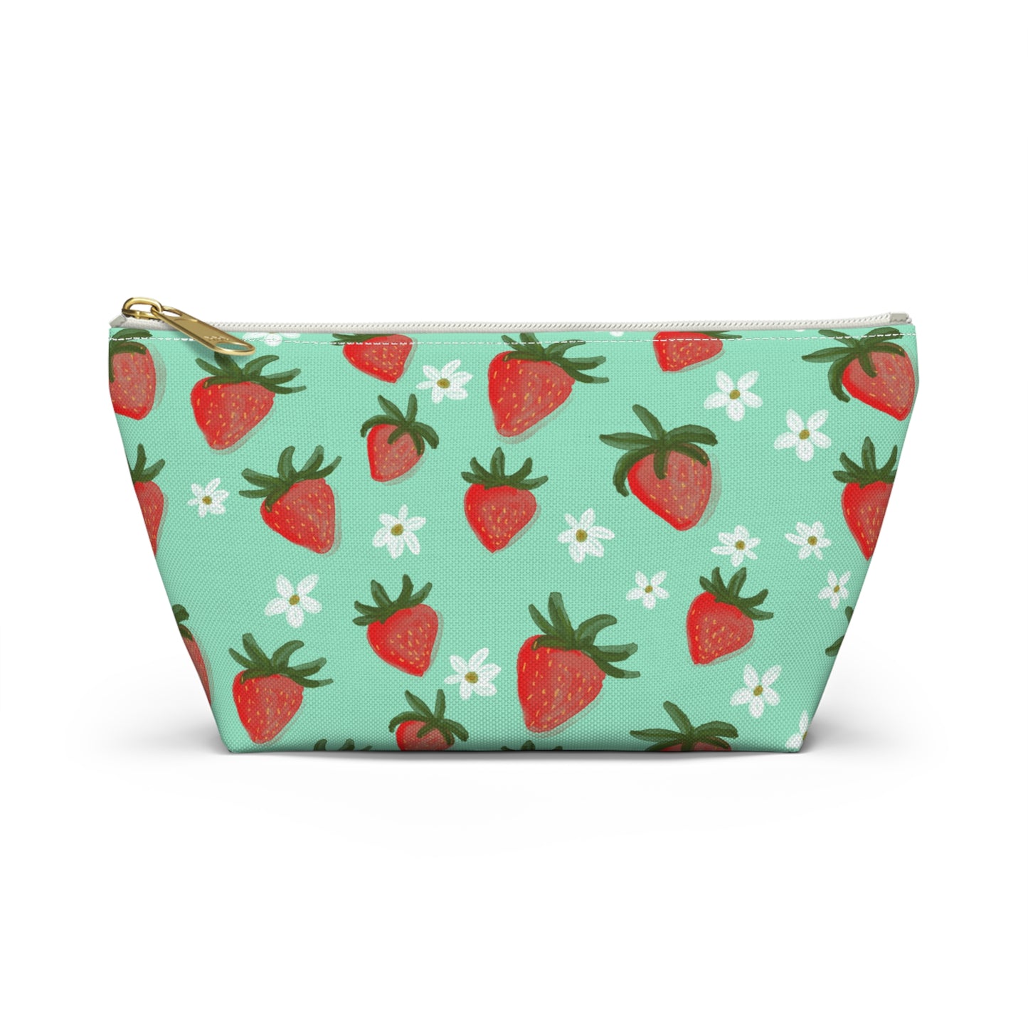 Strawberry Makeup Bag, Accessory Pouch, Cosmetic Bag Organizer, Toiletry Case, Gift for Her, Floral Bag, Travel Case