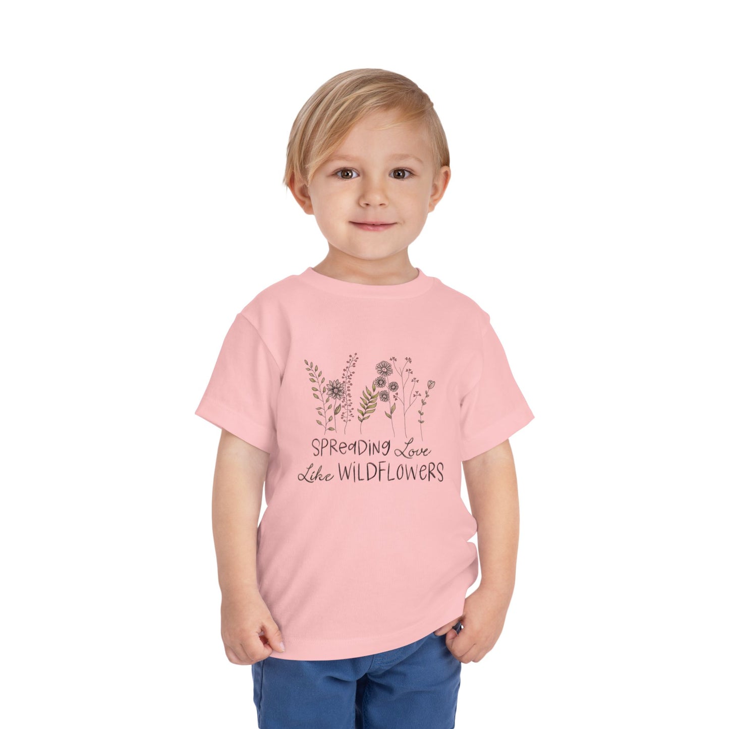 Spreading Love Like Wildflowers Toddler Tee, Cute Kids Shirt, Floral Tee for Toddlers, Gift for Little Ones, Summer Tee