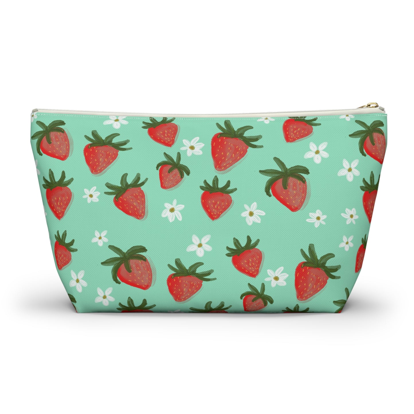 Strawberry Makeup Bag, Accessory Pouch, Cosmetic Bag Organizer, Toiletry Case, Gift for Her, Floral Bag, Travel Case