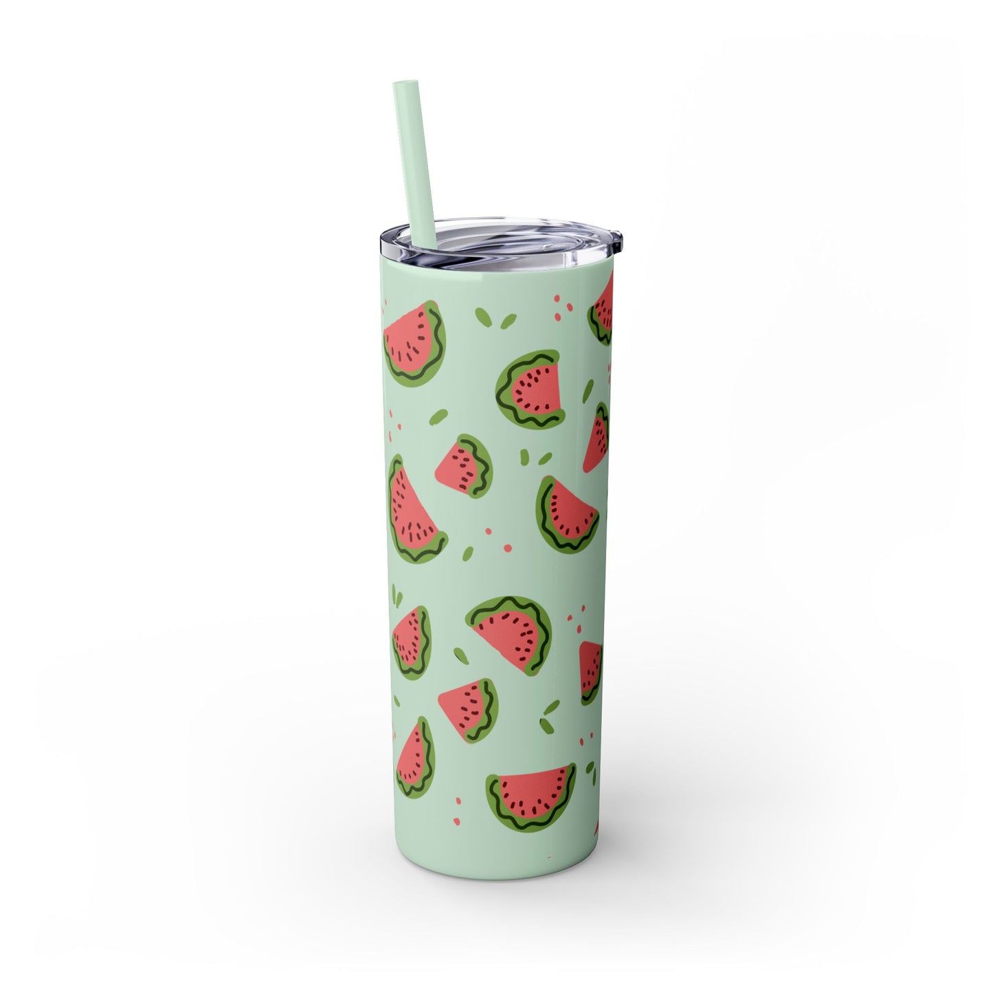 Watermelon Skinny Tumbler with Straw, Fun Drinkware for Summer Parties, Cute Gift for Fruit Lovers, Eco-Friendly Travel Cup