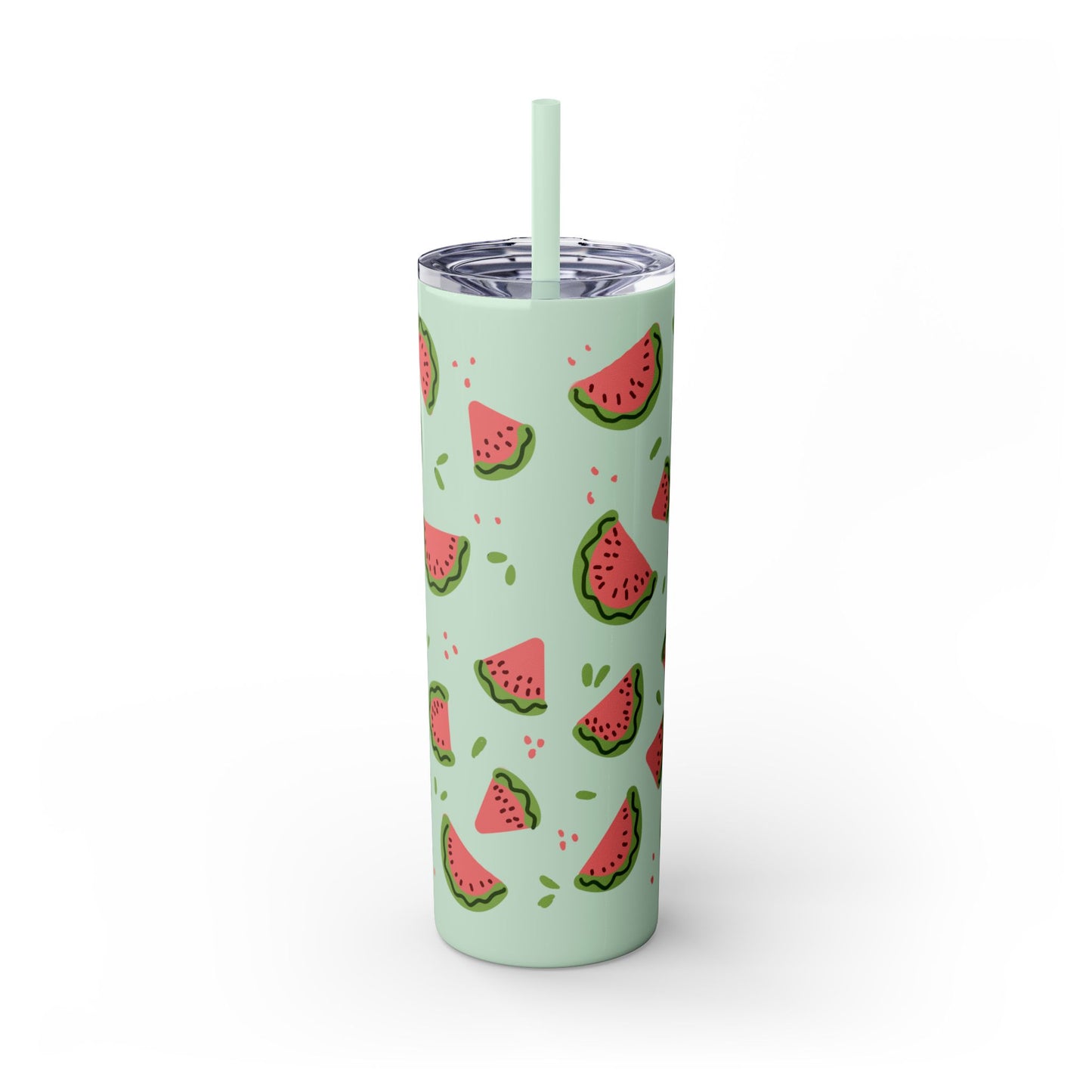 Watermelon Skinny Tumbler with Straw, Fun Drinkware for Summer Parties, Cute Gift for Fruit Lovers, Eco-Friendly Travel Cup