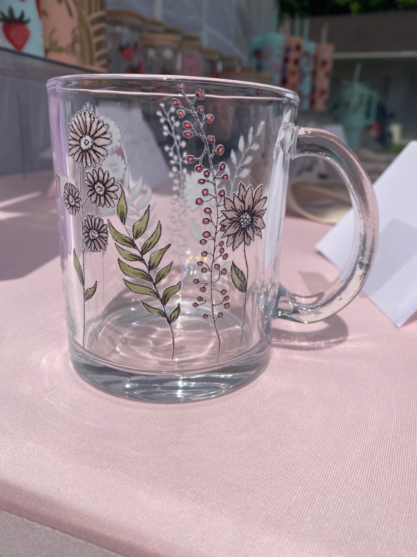 Wildflower Glass Coffee Mug