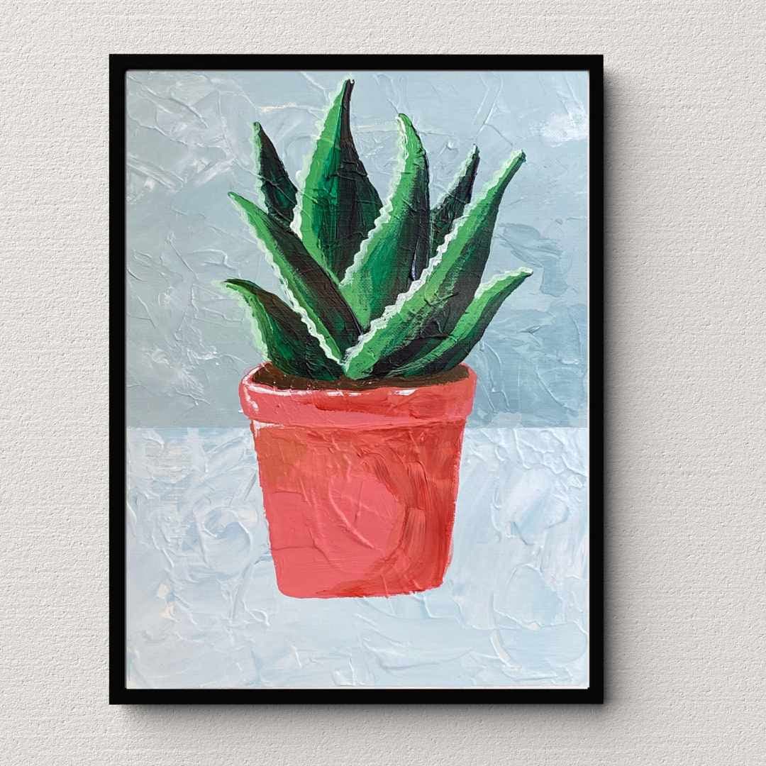 Aloe Plant Wall Art Print - Plant Art Print, Botanical Art, Painting Home Decor, Plant Design, Botanical Print, Textured Art Print