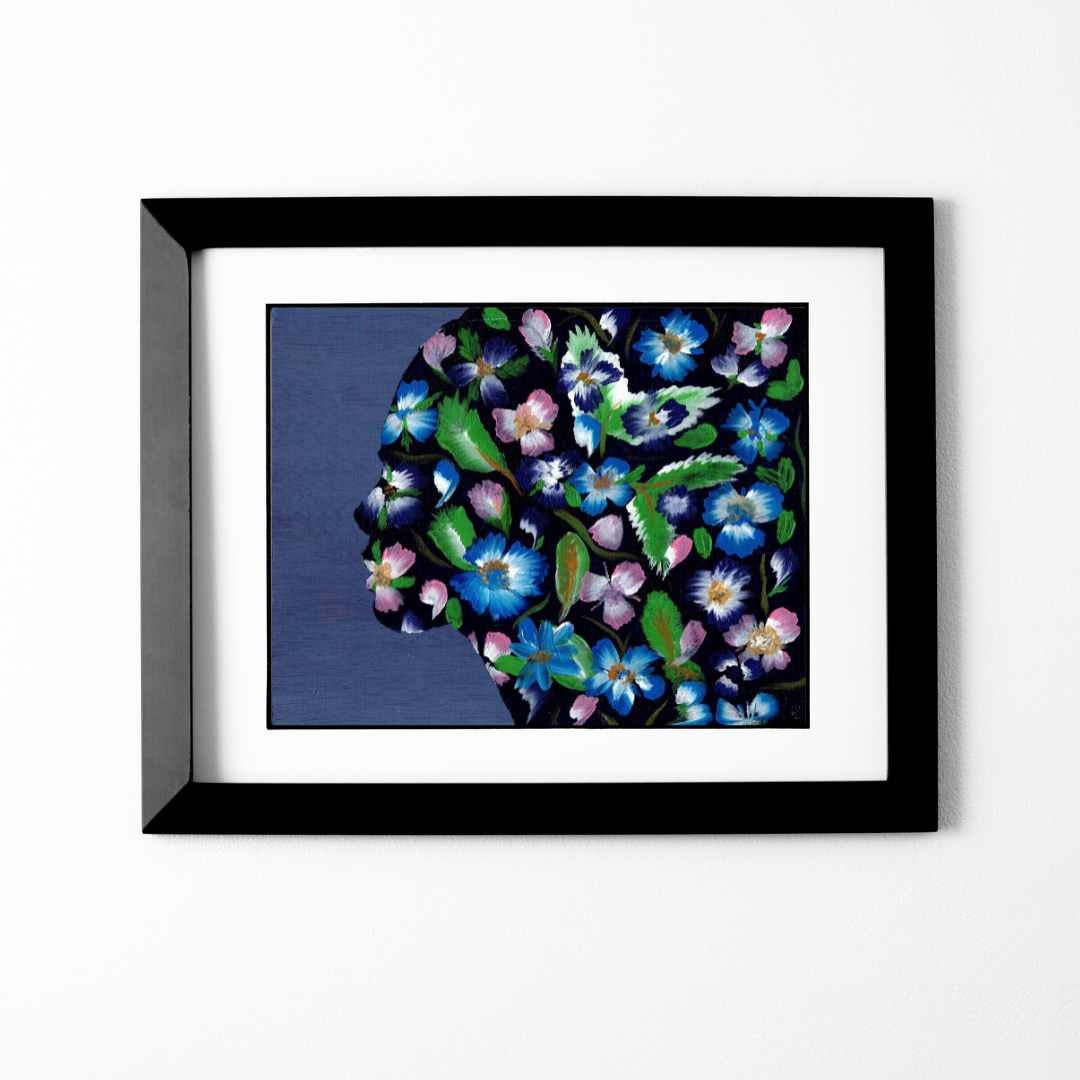 Abstract Floral Wall Art Print Abstract Flower Painting Large Wall Art Original Painting of Woman Floral Art Boho Wall Decor Living Room
