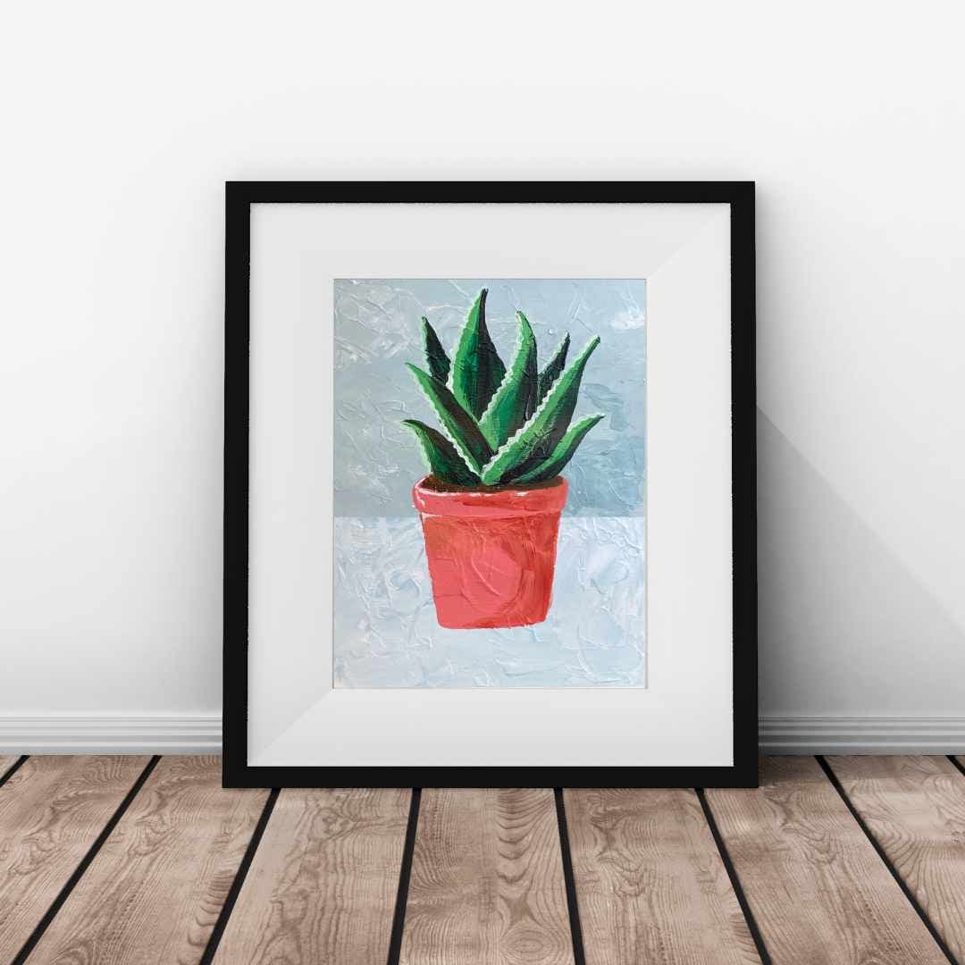 Aloe Plant Wall Art Print - Plant Art Print, Botanical Art, Painting Home Decor, Plant Design, Botanical Print, Textured Art Print