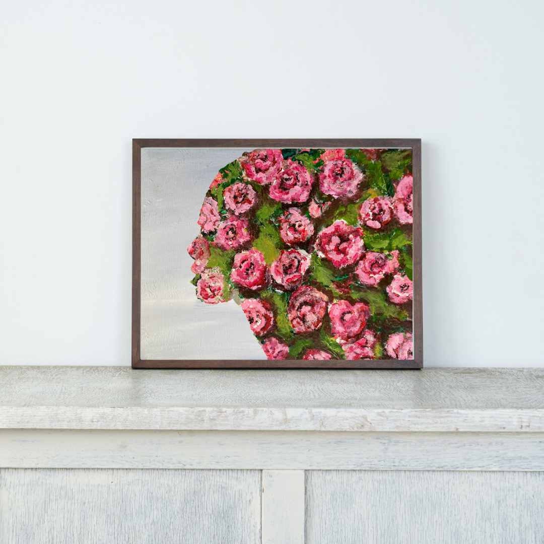 Floral Women Wall Art Print Gift For Her Beautiful Women Gallery Wall Girly Wall Art Print Girl Art Print Floral wall art Floral painting