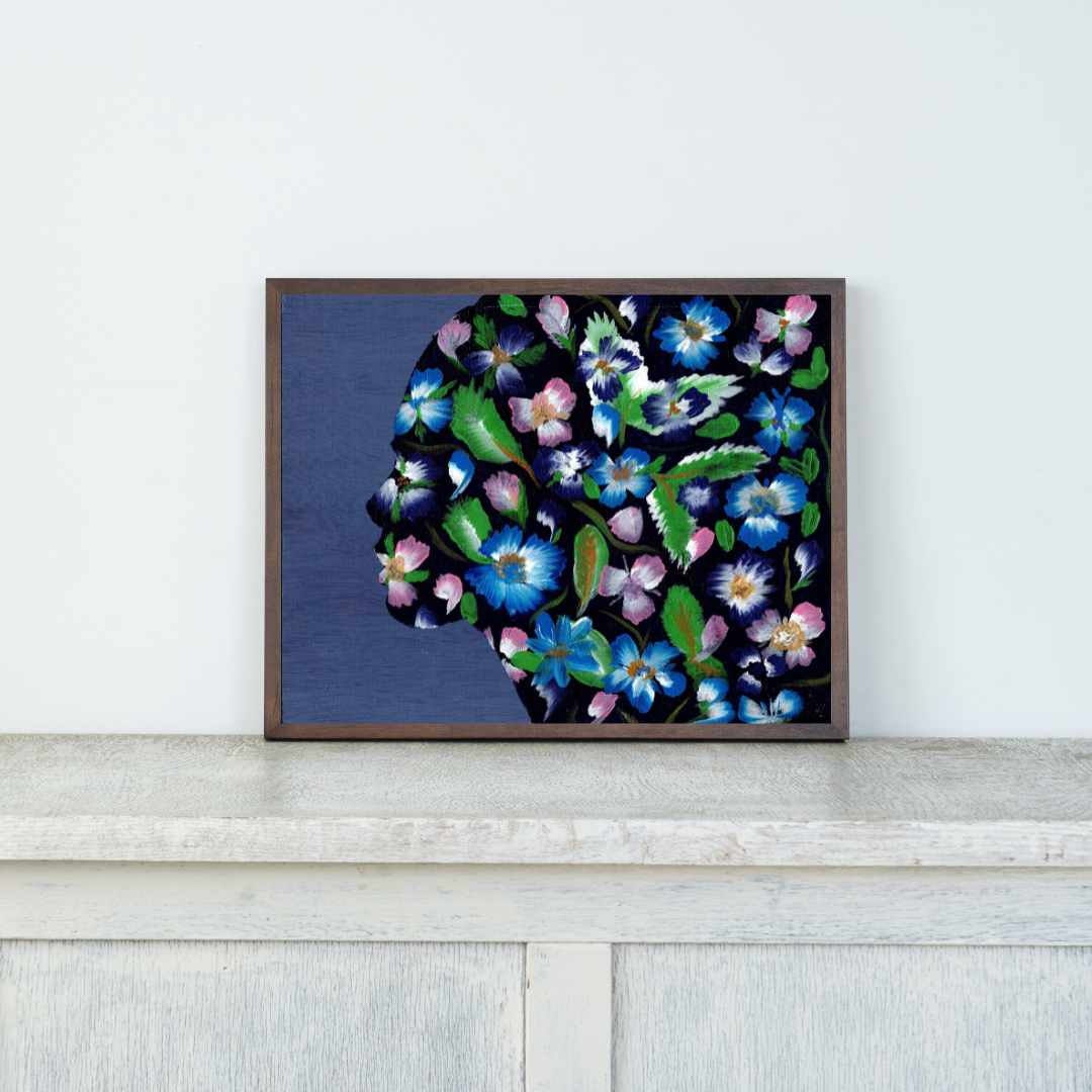 Abstract Floral Wall Art Print Abstract Flower Painting Large Wall Art Original Painting of Woman Floral Art Boho Wall Decor Living Room