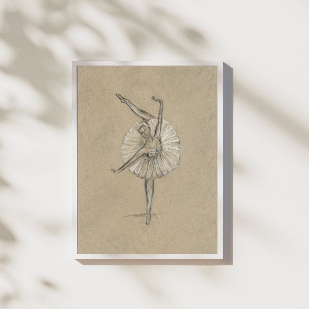 Grace Painting- Charcoal drawing Ballerina shoes Fine Art Print Black and white drawing Ballerina wall art Ballerina painting Wall Decor
