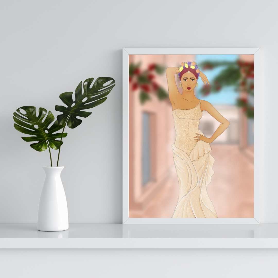 Bella Art Print - Fashion Design Print Portrait Woman Italian village Painting Figure drawing Original Art Print Portrait Italian Wall Art