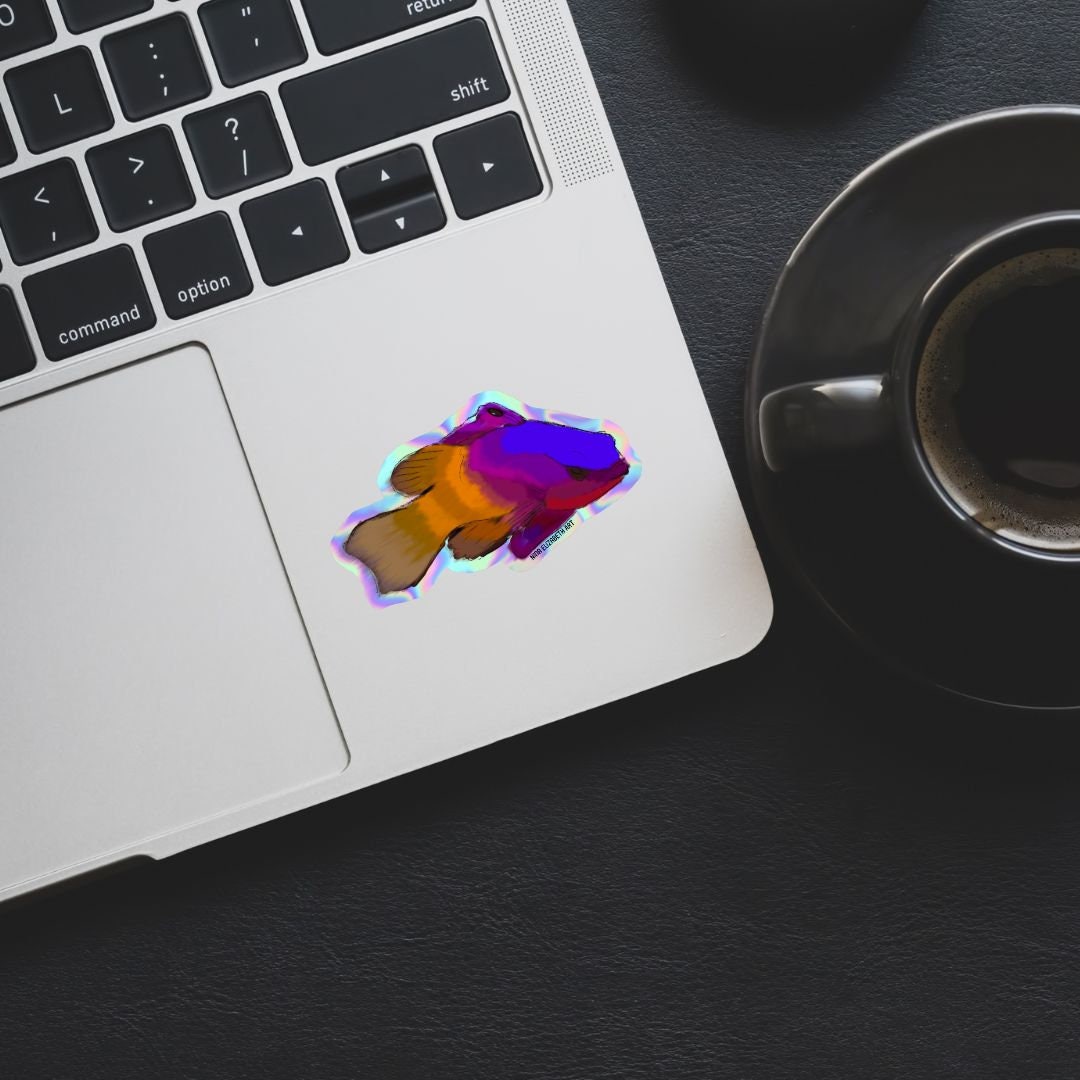 Holo Fish Sticker - Royal Gramma Holo Sticker, Saltwater Fish Sticker, Laptop Sticker, Holo Sticker, Water Bottle Sticker, Reef Tank Art