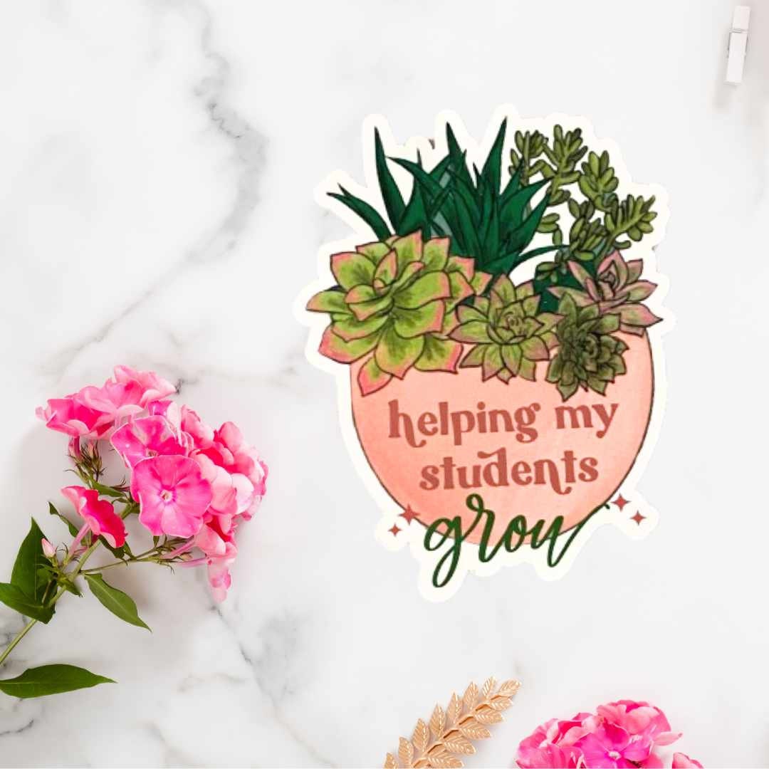 Teacher Quote Sticker - Helping my student grow sticker, Sticker for teacher, Teacher Laptop Sticker, Teacher Water Bottle Sticker