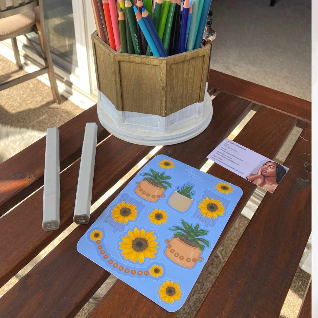 Sunflower Sticker Sheet - 4x6 Water-Proof Sticker sheet, Sunflower Stickers, Collectible stickers, Plant lover Stickers, Prize Box Stickers