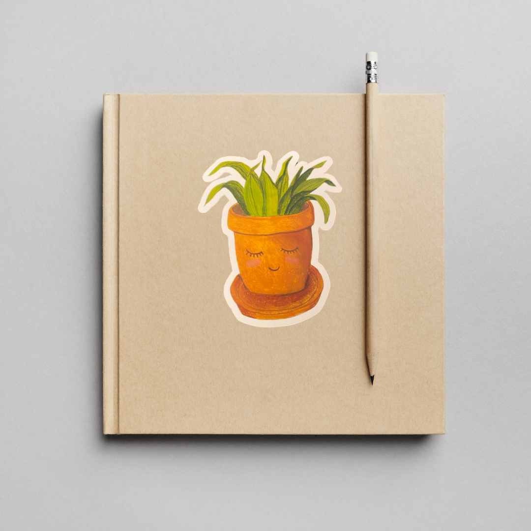 Cute Plant Sticker - Smiling Plant sticker, Plant Mom Sticker, Laptop Sticker, Water Bottle Sticker, Plant Decal, Plant Lover Gift,
