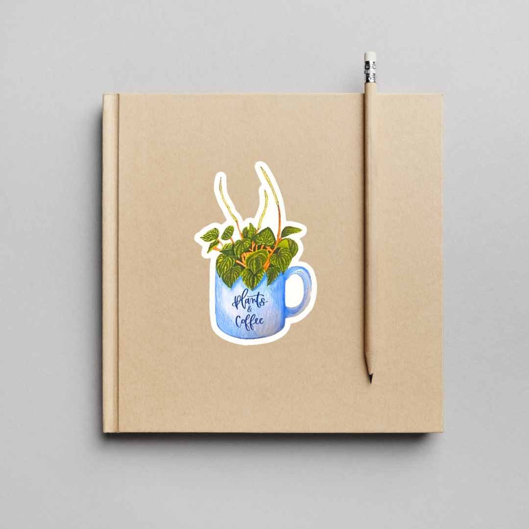 Coffee Plant Sticker - Mug Plant sticker, Plant Mom Sticker, Laptop Sticker, Water Bottle Sticker, Coffee lover sticker, Plant Lover