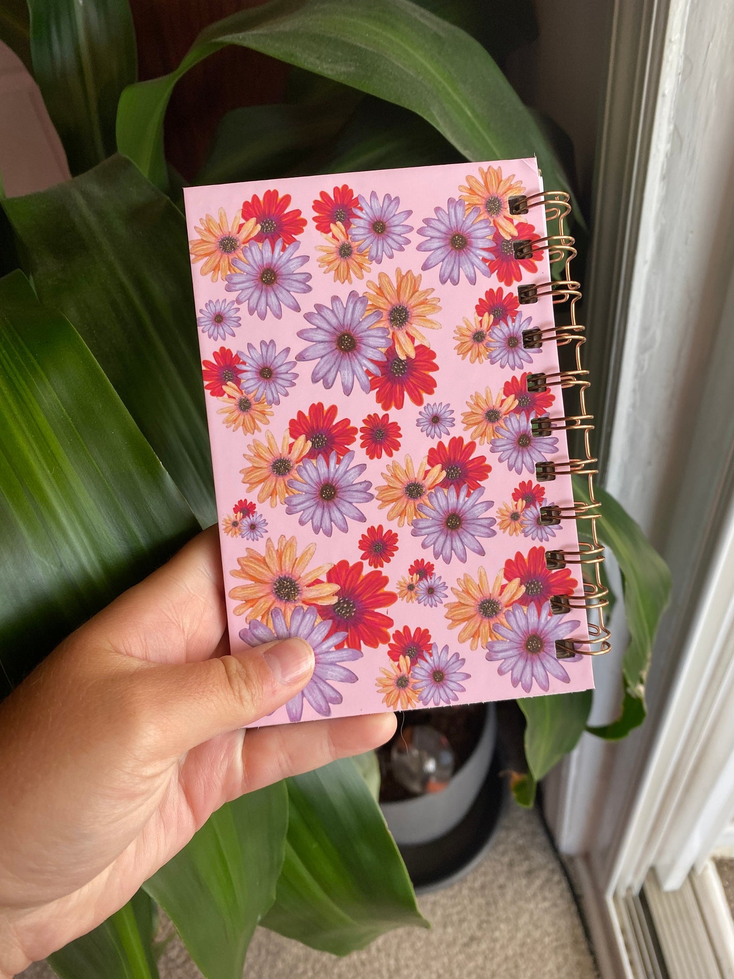 Mini Spiral Notebook - Hard Cover Handmade notebook, Botanical stationery, Spiral Notebook, Cute Sketchbook, Notepad, Mini Notebook