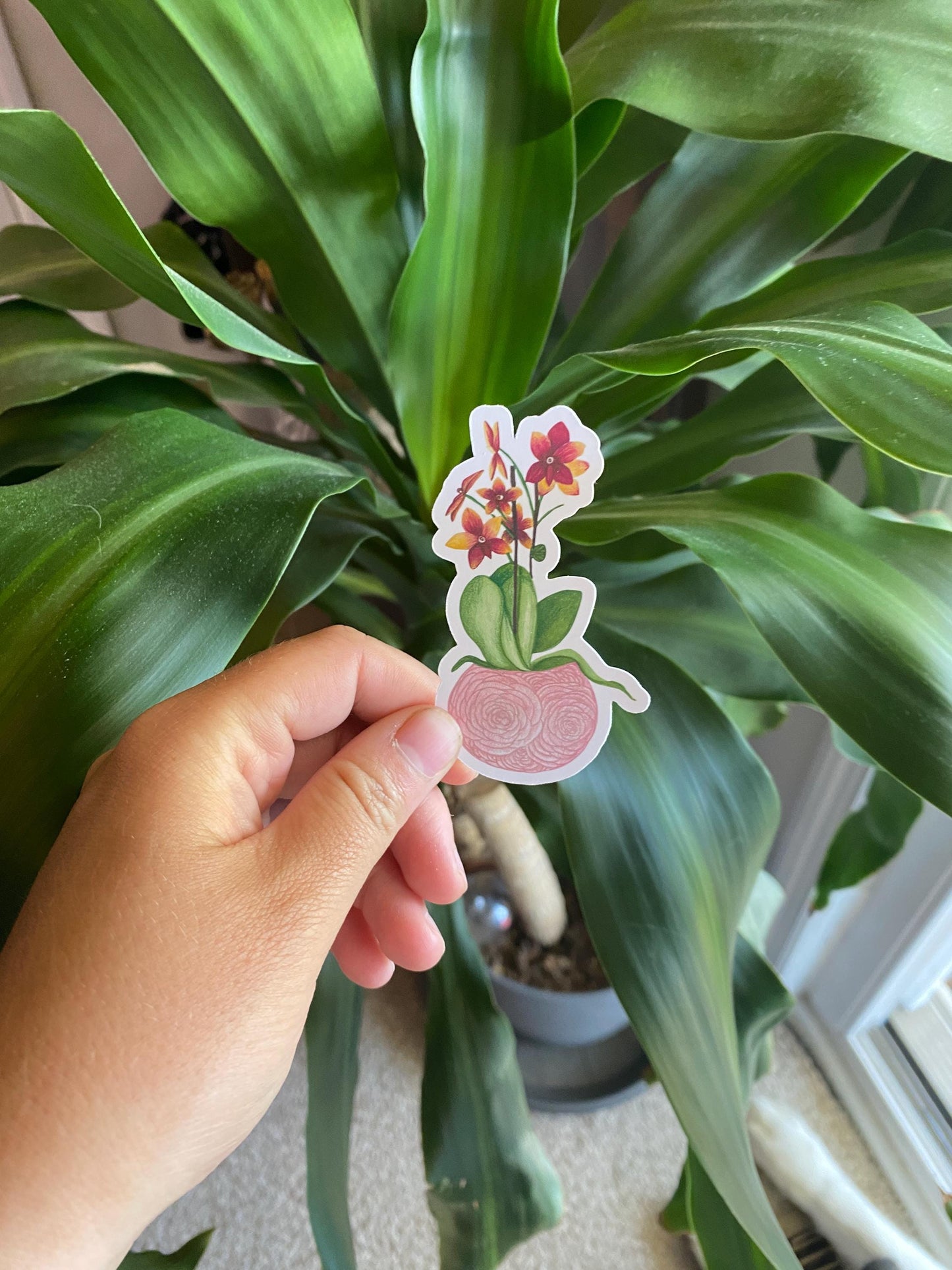 Orchid Sticker - Plant sticker, Plant Mom Sticker, Laptop Sticker, Notebook Sticker, Happy Tree Sticker, Plant Lover, Hand made sticker