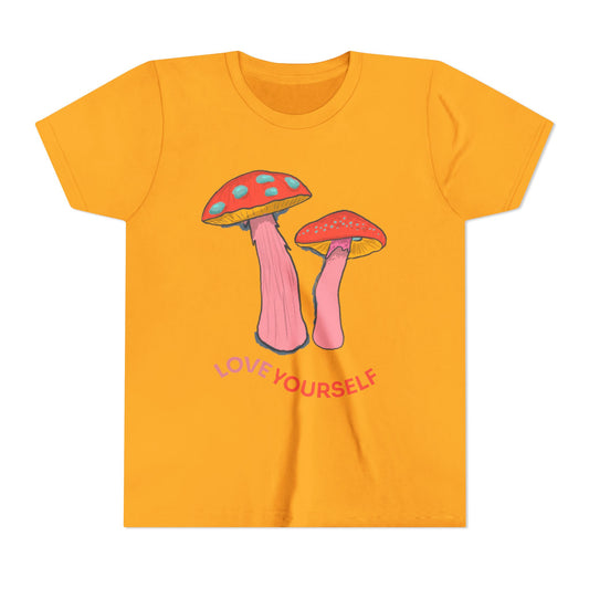 Mushroom Youth Tee, Fun Kids Shirt, Summer T-Shirt, Playful Gift for Kids, Woodland Themed Tee, Birthday Present