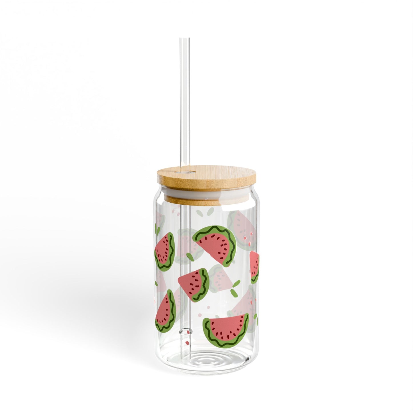 Watermelon Sipper Glass, 16oz - Fun Fruit Design Drinking Cup for Summer Parties BBQs Picnics Novelty Kitchenware Gift, Cute Glass
