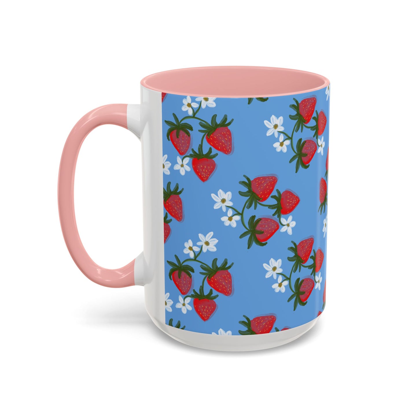 Strawberry Fields Mug, Fruit Coffee Cup, Summer Drinkware, Red Berry Tea Mug, Kitchen Decor