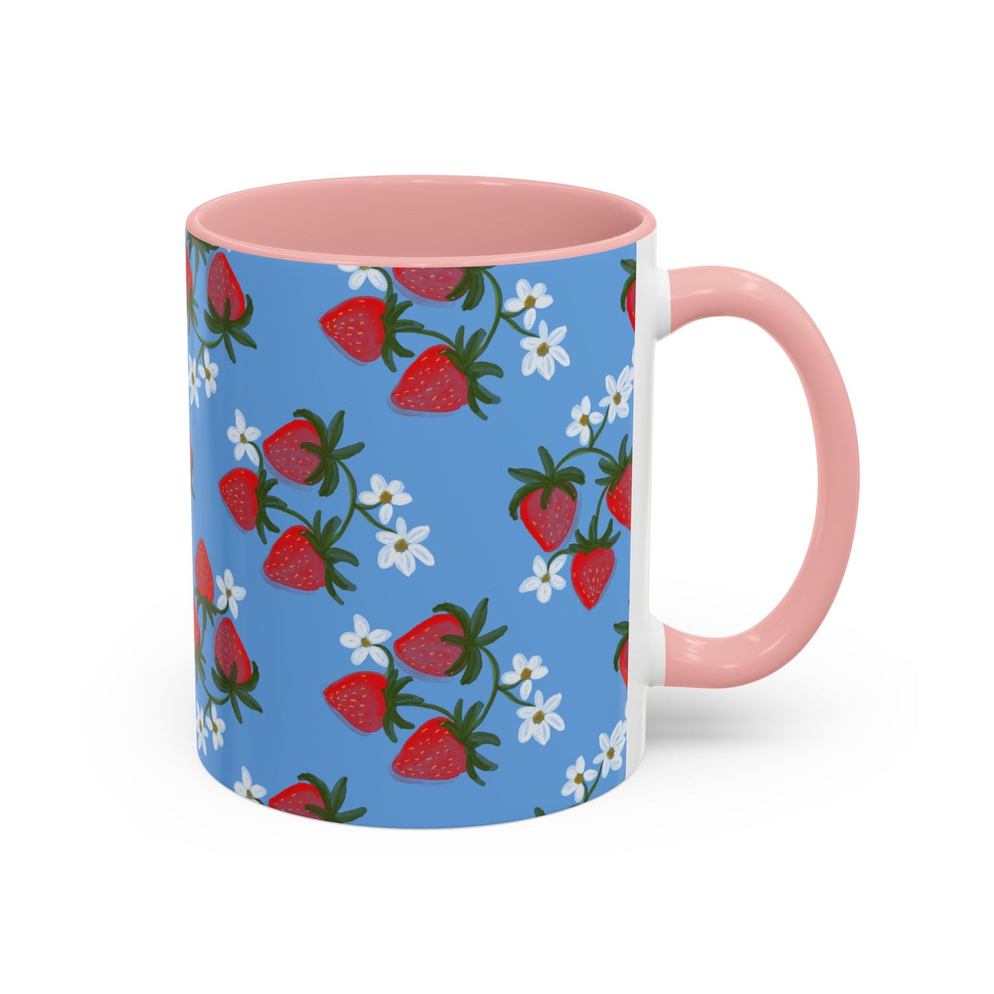 Strawberry Fields Mug, Fruit Coffee Cup, Summer Drinkware, Red Berry Tea Mug, Kitchen Decor