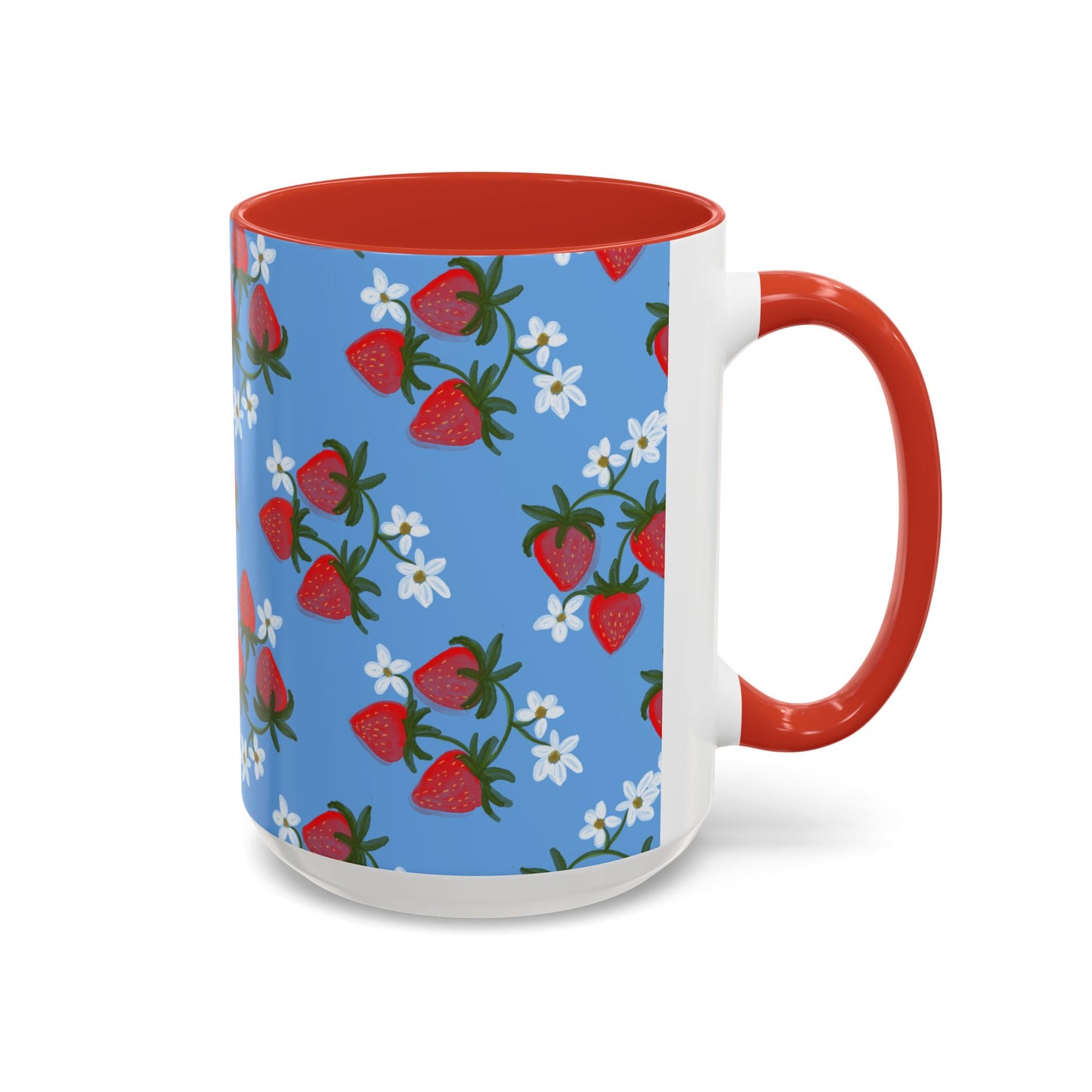 Strawberry Fields Mug, Fruit Coffee Cup, Summer Drinkware, Red Berry Tea Mug, Kitchen Decor