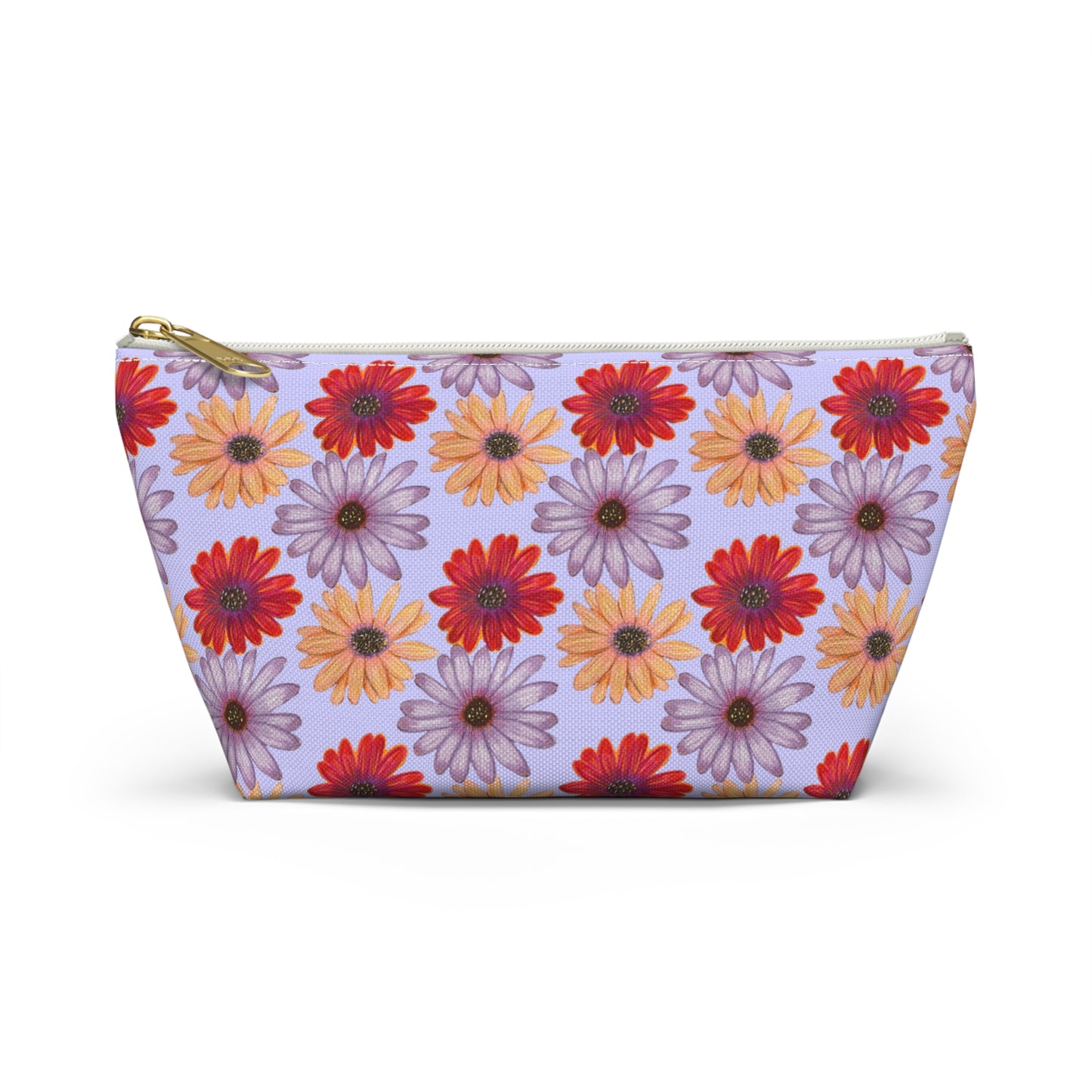 Purple Floral Makeup Bag, Colorful Flowers Pencil Case, Cosmetic Bag, Gift for Her, Travel Bag,
