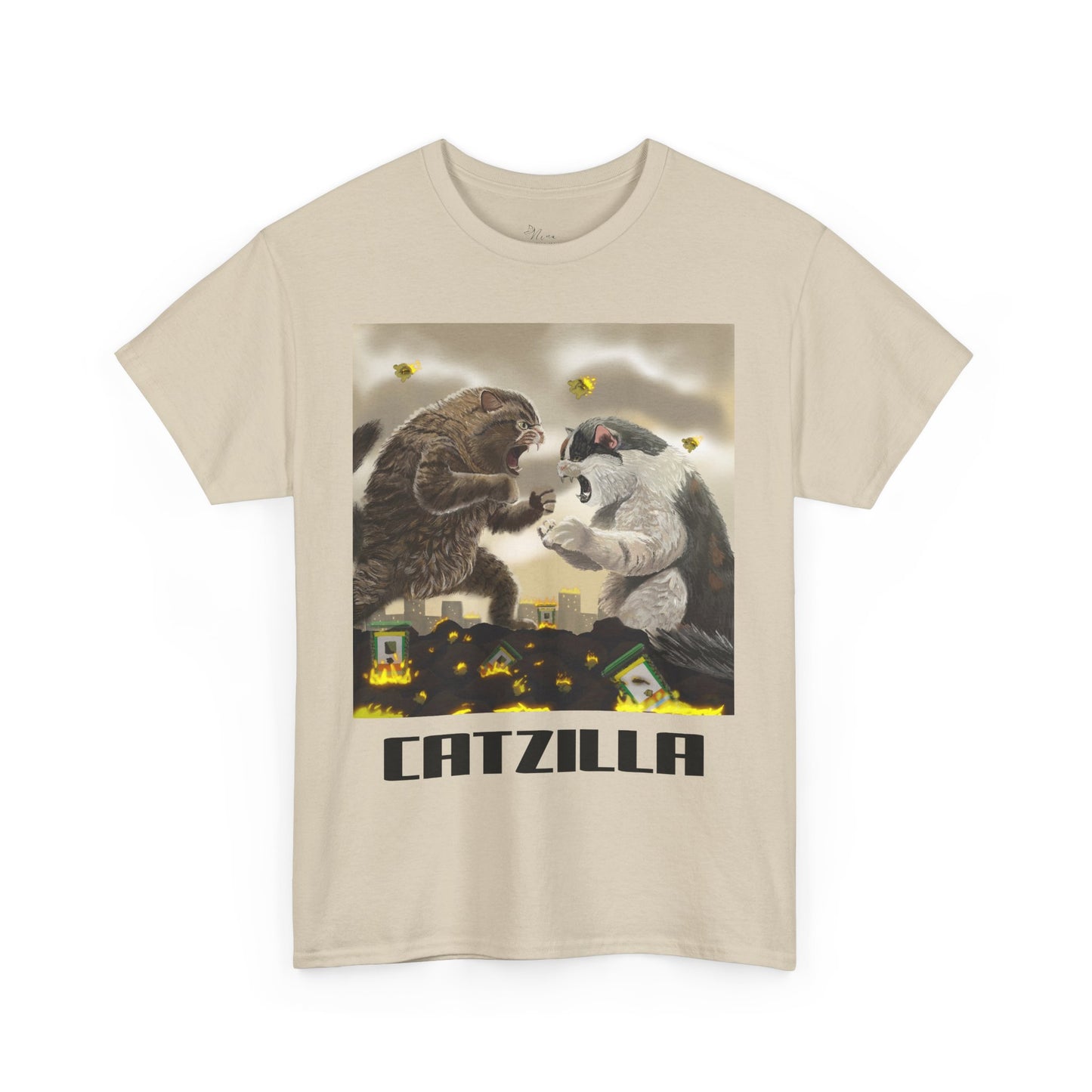 Catzilla Graphic Tee, Funny Animal Tee for Cat Lovers, Unisex Cotton T-Shirt, Casual Wear, Birthday Gift, Unique Pet Lover Shirt