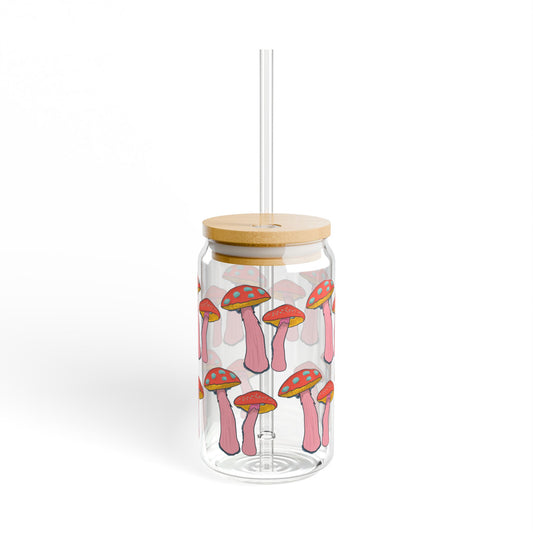 Whimsical Mushroom Sipper Glass, 16oz